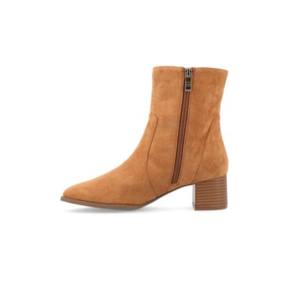 Journee Collection Womens Airly Ankle Block Heels Boots Cognac Size 6M NIB - Picture 5 of 10